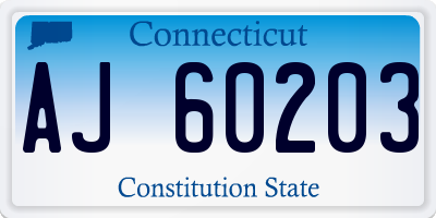CT license plate AJ60203