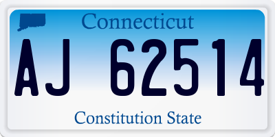 CT license plate AJ62514