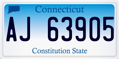 CT license plate AJ63905