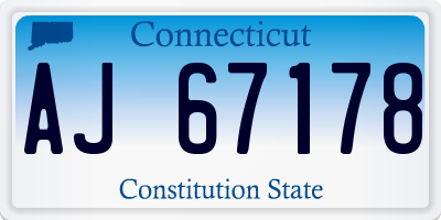 CT license plate AJ67178