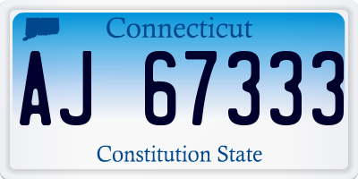 CT license plate AJ67333