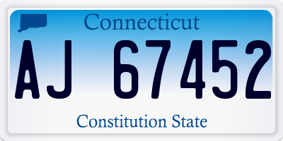 CT license plate AJ67452