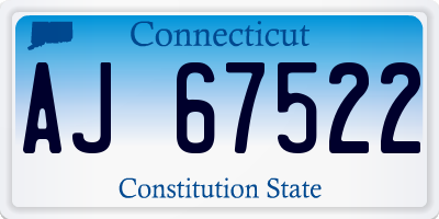 CT license plate AJ67522