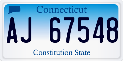 CT license plate AJ67548