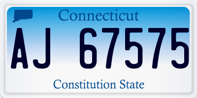 CT license plate AJ67575