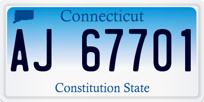 CT license plate AJ67701