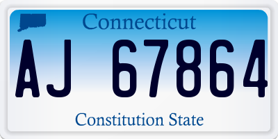 CT license plate AJ67864