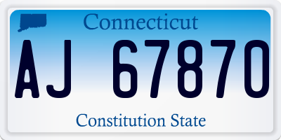 CT license plate AJ67870