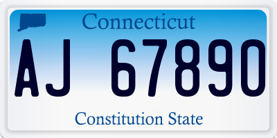 CT license plate AJ67890