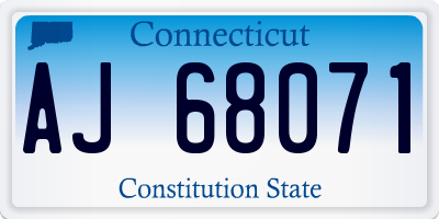 CT license plate AJ68071