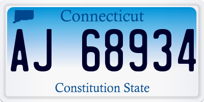 CT license plate AJ68934