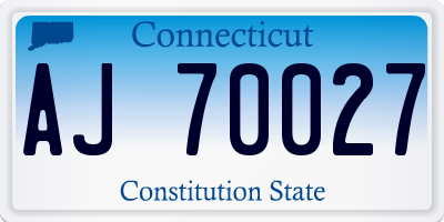 CT license plate AJ70027