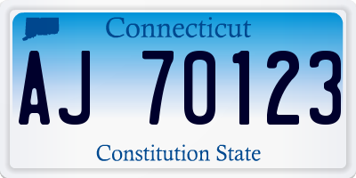 CT license plate AJ70123