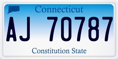 CT license plate AJ70787