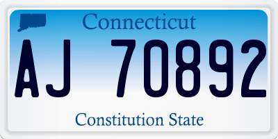CT license plate AJ70892