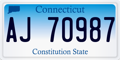 CT license plate AJ70987