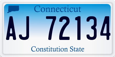 CT license plate AJ72134