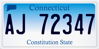 CT license plate AJ72347
