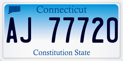 CT license plate AJ77720