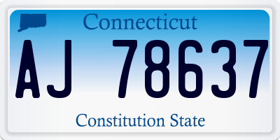 CT license plate AJ78637