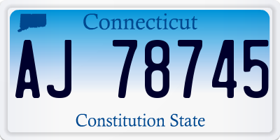 CT license plate AJ78745