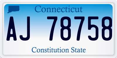 CT license plate AJ78758