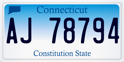CT license plate AJ78794