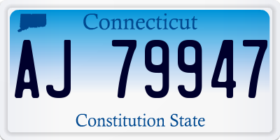 CT license plate AJ79947