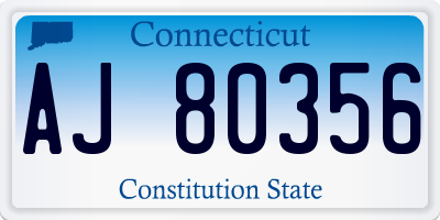 CT license plate AJ80356