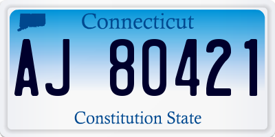 CT license plate AJ80421
