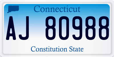 CT license plate AJ80988
