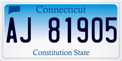 CT license plate AJ81905