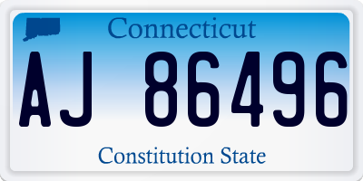 CT license plate AJ86496