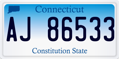 CT license plate AJ86533