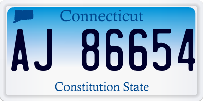 CT license plate AJ86654