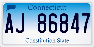 CT license plate AJ86847