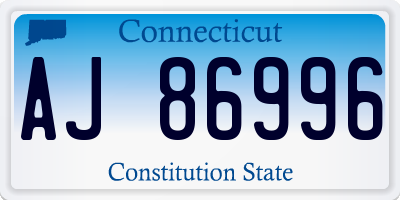 CT license plate AJ86996