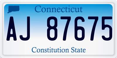 CT license plate AJ87675