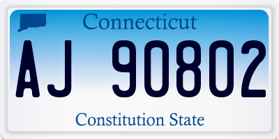 CT license plate AJ90802
