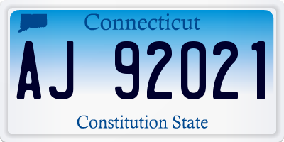 CT license plate AJ92021