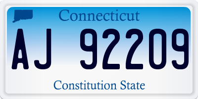 CT license plate AJ92209
