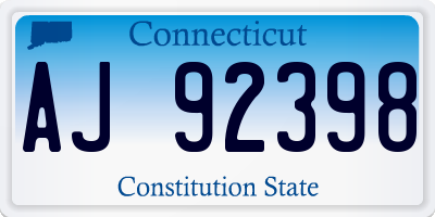 CT license plate AJ92398