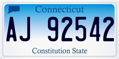 CT license plate AJ92542