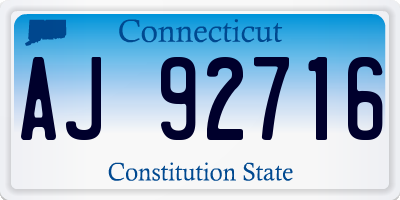 CT license plate AJ92716