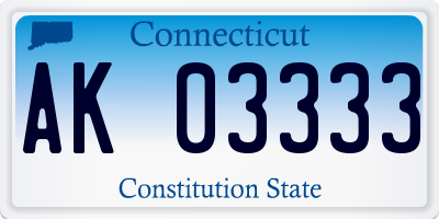 CT license plate AK03333