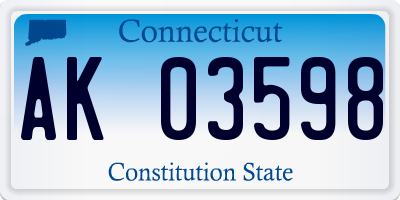 CT license plate AK03598