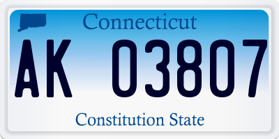 CT license plate AK03807