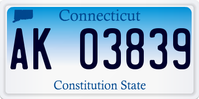 CT license plate AK03839