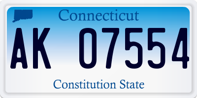 CT license plate AK07554