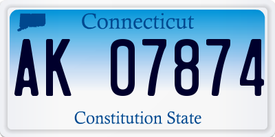 CT license plate AK07874